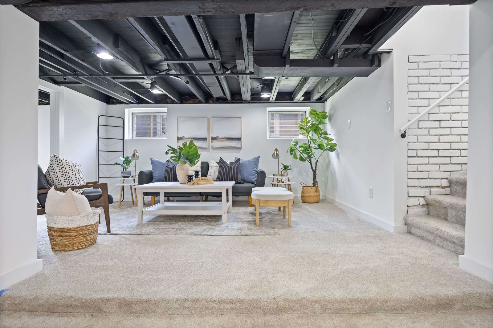 Renovated basement living room