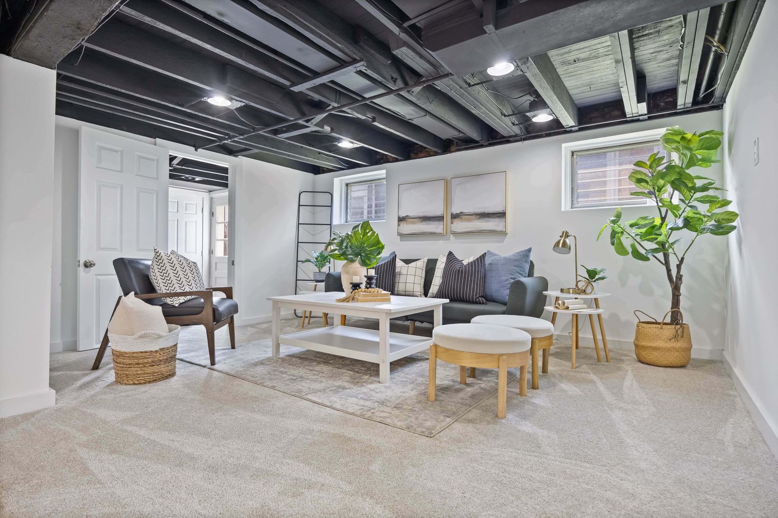 Renovated basement living room